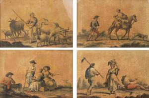 Quattro tempere raffiguranti Scene agresti, XVIII secolo